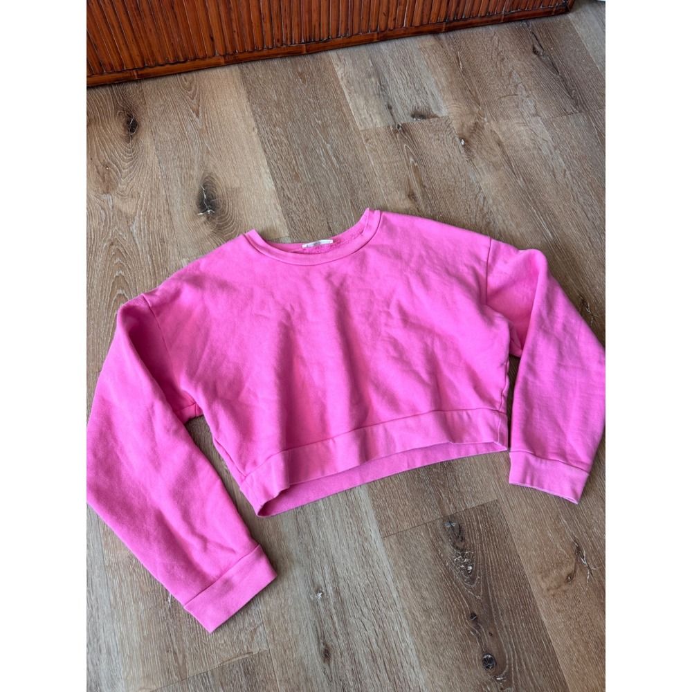 Reformation Jeans Pink Organic Cotton Hunter Cropped Sweatshirt Size S